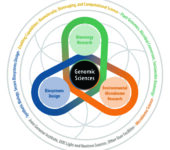 Venn diagram of biosystems design, bioenergy research, and environmental microbiome research.