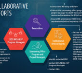 Researchers, institutional review boards, sponsoring programs, and HSP program managers all collaborate on HSR research.